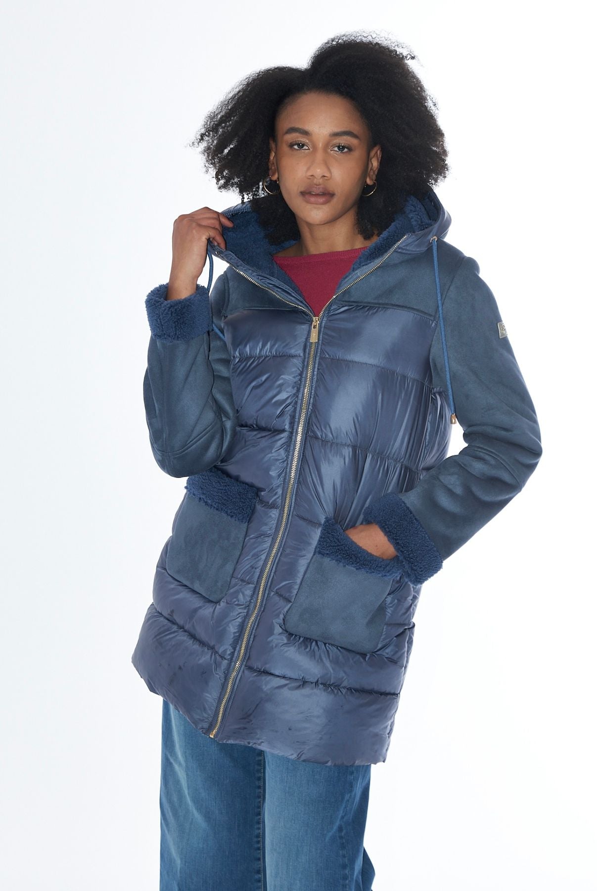 CAPPOTTO TRAPUNTATO CON INSERTI IN TEDY