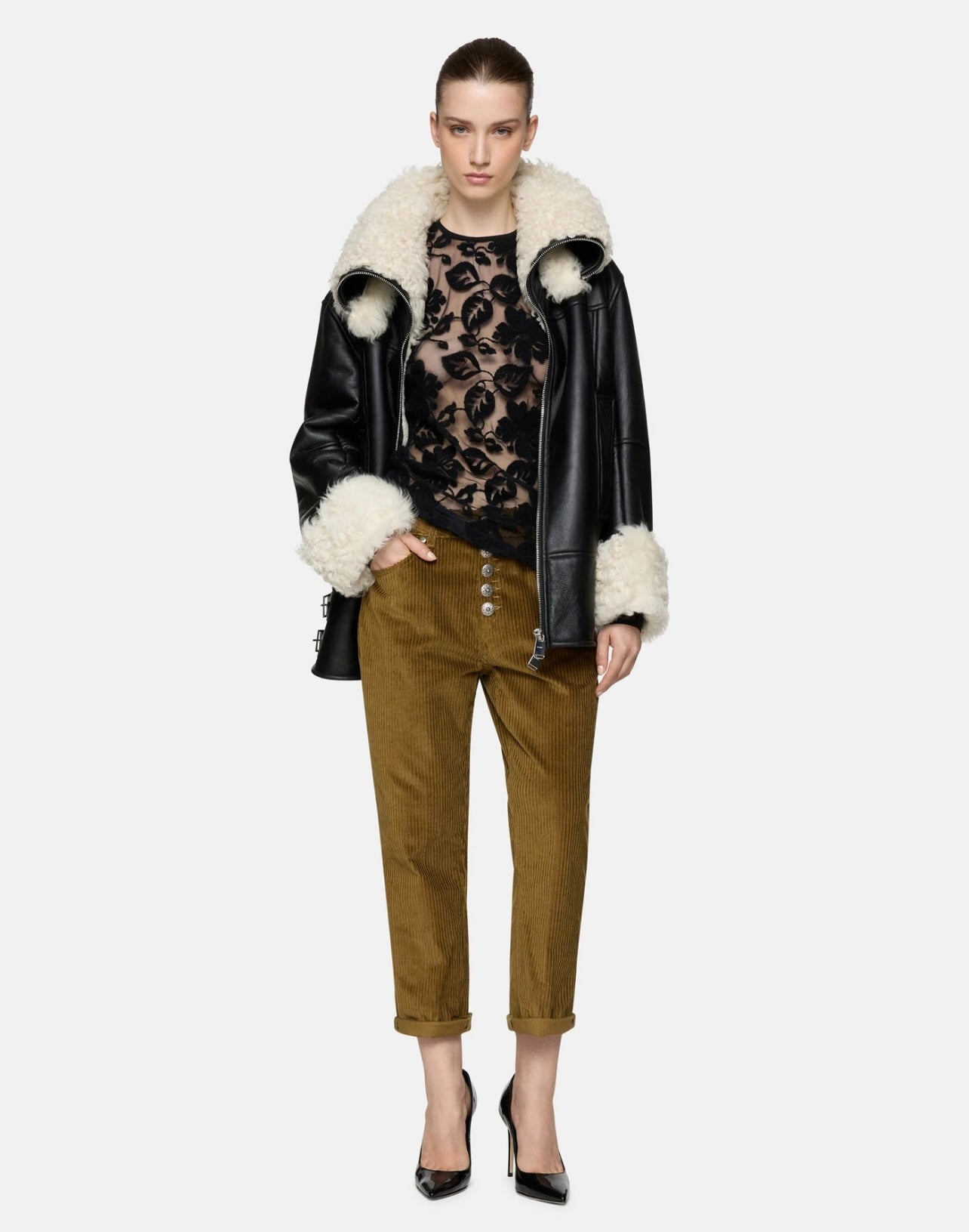 Pantaloni Koons loose in velluto