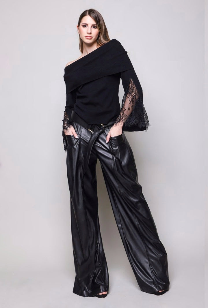 MAGLIA A MANICHE LUNGHE IN PIZZO BABYLON