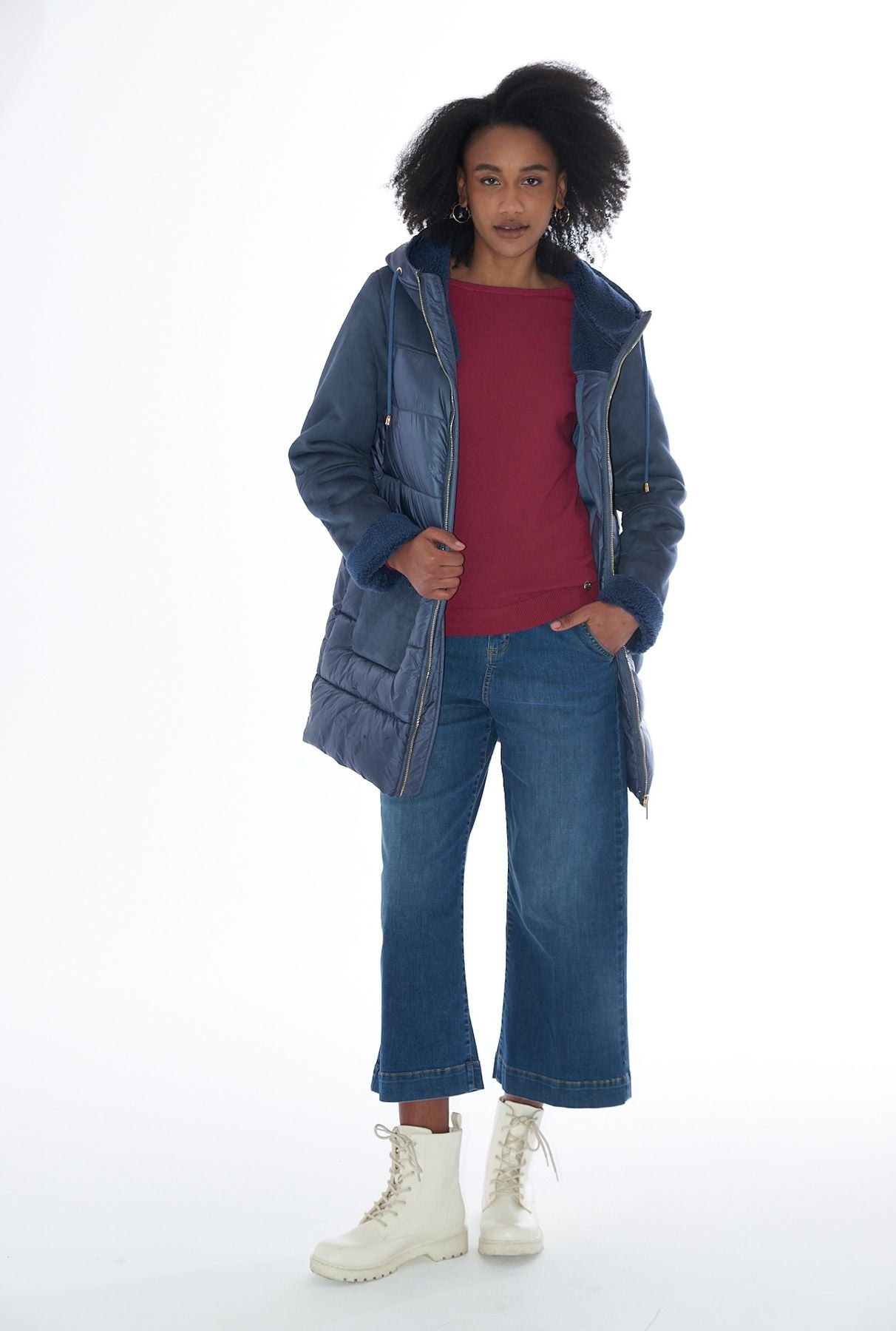 CAPPOTTO TRAPUNTATO CON INSERTI IN TEDY
